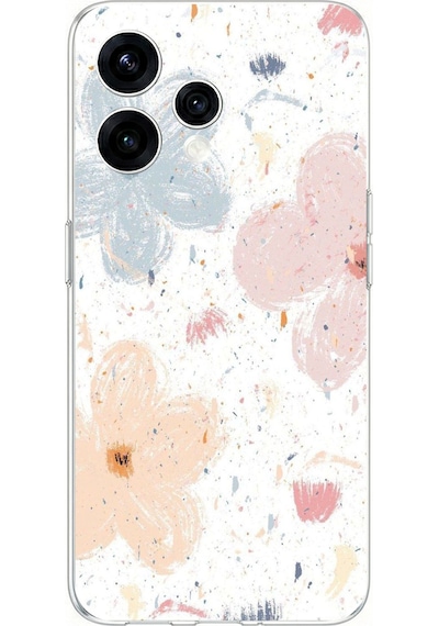 Oppo Reno 15 - Reno 15f Uyumlu Pastel Soyut Çiçek Ve Leke Desenli Baskılı Silikon Kılıf Renkli