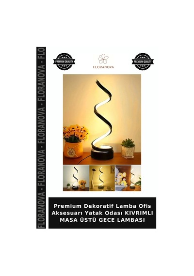 Premium Dekoratif Lamba Ofis Aksesuarı Yatak Odası Kıvrımlı Masa Üstü Gece Lambası Çok Renkli