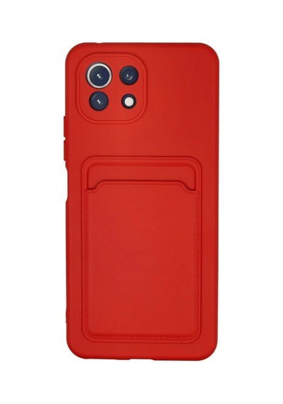 Xiaomi Mi 11 Lite Kılıf Kelvin Kartvizitli Silikon - Kırmızı -