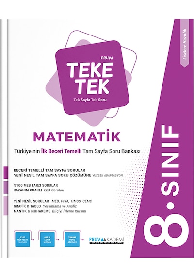 8. Sınıf Matematik Teke Tek Soru Bankası- Pruva Akademi