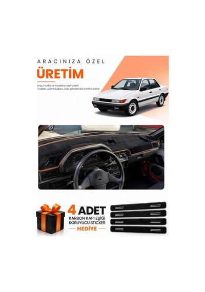 Mıtsubıshı Lancer 1987-1991 Uyumlu Torpido Koruma Örtüsü Oto Kılıfı - Siyah Kahverengi