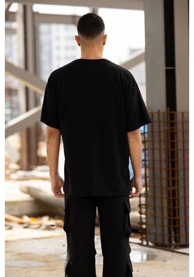 Erkek Kısa Kol Tişört Bisiklet Yaka Los Angeles Baskılı T-shirt - Siyah