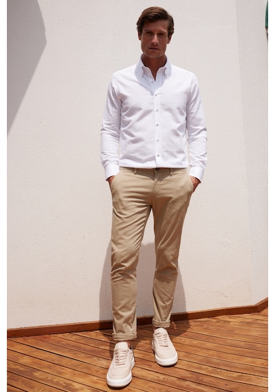 AC&Co / Altınyıldız Classics Erkek Bej Slim Fit Dar Kesim Pamuklu Esnek Rahat Chino Pantolon Bej AC&Co / Altınyıldız Classics Erkek Bej Slim Fit Dar Kesim Pamuklu Esnek Rahat Chino Pantolon Bej