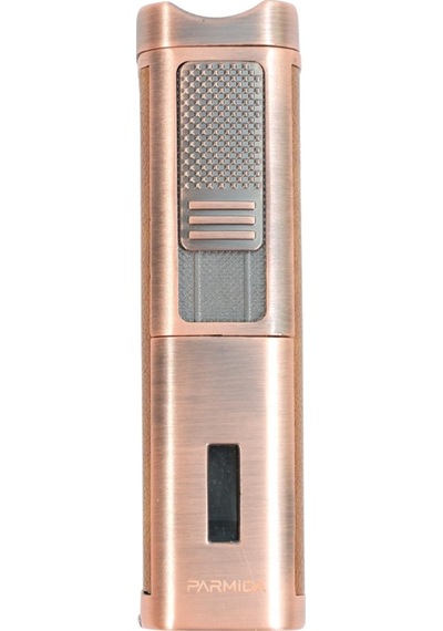 Parmida 3 Torch Pürmüz Sehpalı Gövdesi Deri Bronz Metal Puro Çakmağı - Tr9530