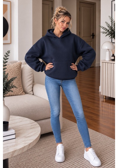 Lima Lacivert Kadın Kapüşonlu Oversize Sweatshirt Kanguru Cepli Düz Renk Uzun Kollu Sweat Lima Lacivert Kadın Kapüşonlu Oversize Sweatshirt Kanguru Cepli Düz Renk Uzun Kollu Sweat