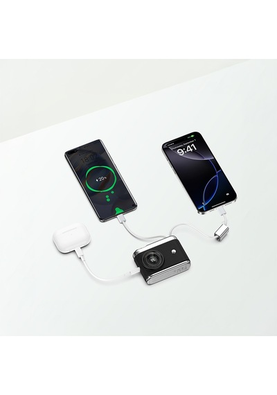 Recci Rpb-p66 Pd 20w Hızlı Şarj Özellikli Type-c & Lightning Kablolu Powerbank 22.5w 10.000mah Siyah