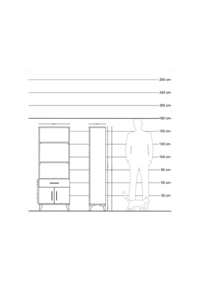 Arges Dolap 3 Raflı Tek Çekmeceli 2 Kapaklı 60x30x163 Çam-antrasit Atlas Çam