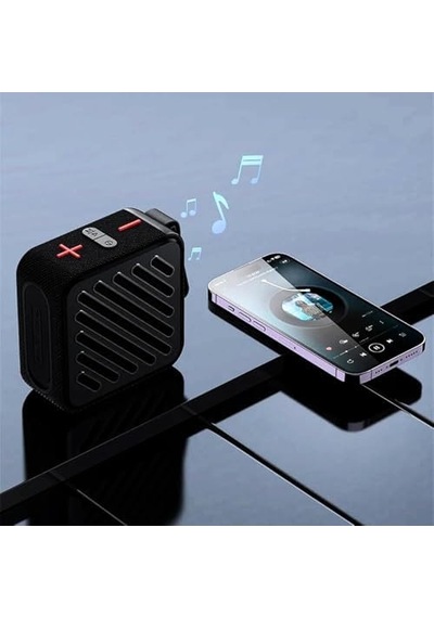 Taşınabilir Bluetooth V5.2 Kablosuz Hoparlör Hi-fi Güçlü Ses Tf Kart Usb Aux Destekli Type-c Şarjlı 1200mah Mini Speaker, Sk-682 Siyah