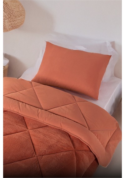 Lüks Wellsoft Çift Taraflı Yumuşak 4 Mevsim Konfor Yorgan Seti Yorgan Uyku Seti 155 X 215 Cm Kiremit