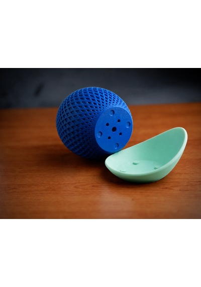 3d Baskı Küre Saksı - Kafes Dokulu İki Parçalı Dekoratif Saksı - Mavi-mint