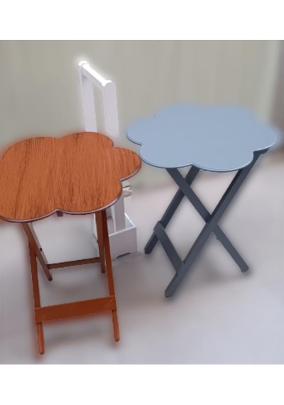 1448bng90100çanta Zigon Sehpa Papatya Model İkili Takım Ahşap Mdf Ceviz Ve Gri Renk El Yapım