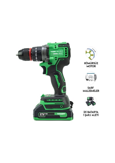Dawreek 10MM 36V Kömürsüz Akülü Vidalama - Yeşil