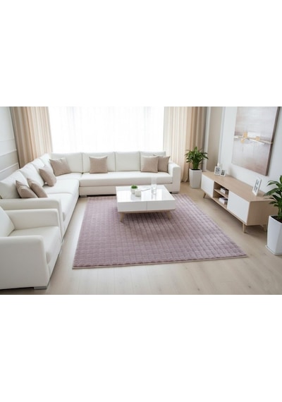 Dream Soft Pembe Yumuşak Yüzeyli Kaymaz Makinede Yıkanabilir Halı Renkli