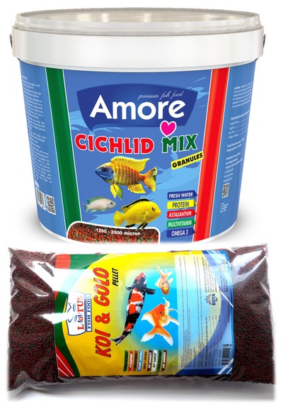 Amore Malawi Ciklet Mix 3kg Kova, Gold Mix 860g Poşet Japon Balığı Yemi