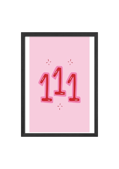 111 Aldım Kabul Ettim Doğal Ahşap Çerçeveli Poster, Dekoratif Şans Duvar Tablosu