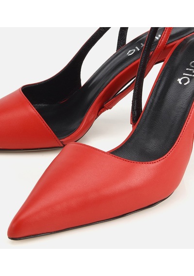 Hotiç Kadın Deri Kırmızı Sivri Burunlu İnce Topuklu Stiletto