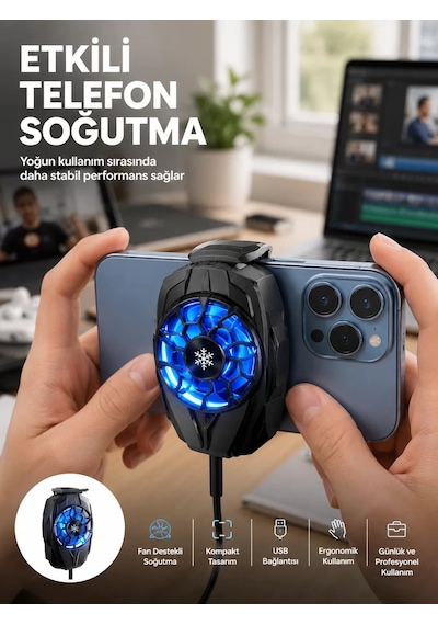 Hepsi Telefon Soğutucu Fan Güçlü Motor Radyatör Cep Telefon Soğutma Najmaddin