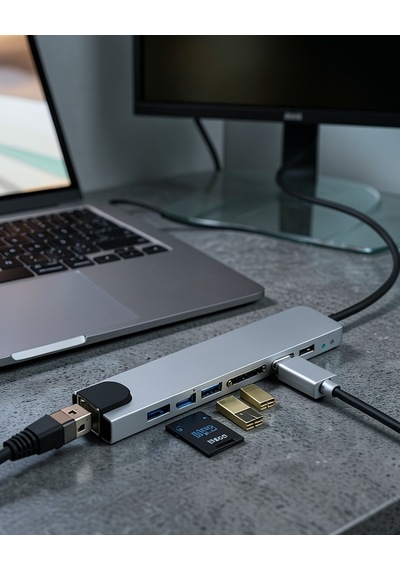 8 Port Type C Hub Usb Hdmı Rj45 Sd Tf Kart Okuyucu Uczzz Apple MacBook Uyumlu dönüştürücü-1