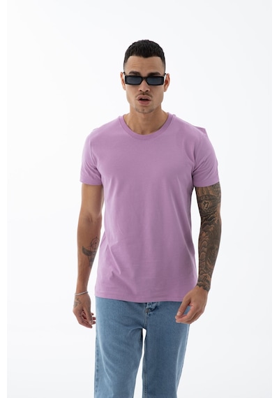 Erkek Pamuklu Kumaş Regular Fit Kesim Bisiklet Yaka T-shirt