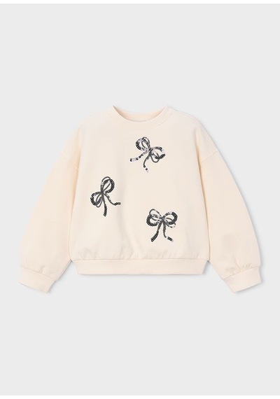 Mayoral Kız Çocuk İşlemeli Sweatshirt Krem 4405