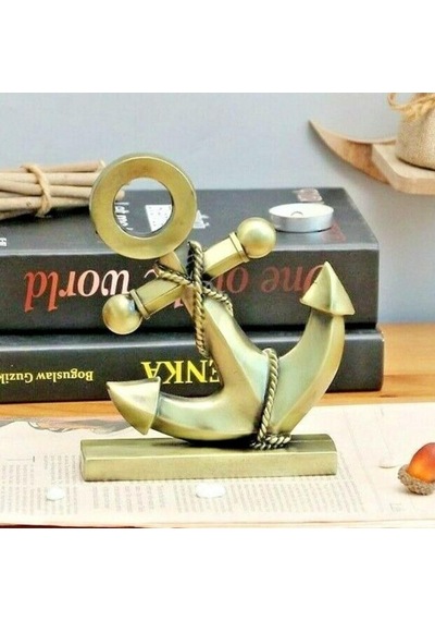Vintage Metal Çapa Biblo Antik Bronz 16 Cm