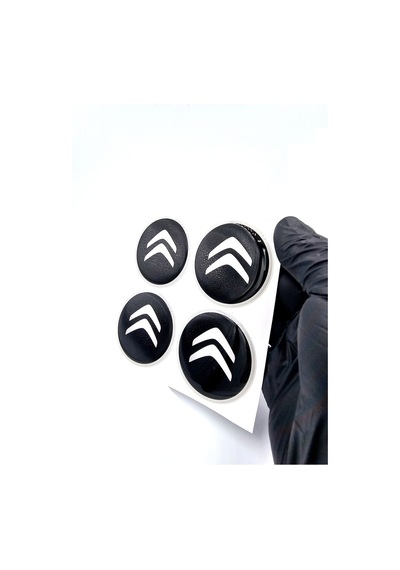 Damla Sticker Siyah Tasarım Citroen Jant Göbeği 5.5cm Uyumlu 4 Adet