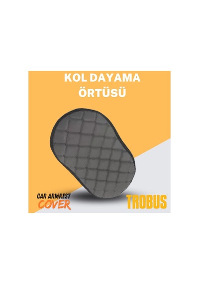Her Araca Uyumlu Gri Suni Deri Gri Dikişli Kol Dayama Örtüsü