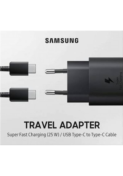 Samsung Uyumlu Ta800 Type-C Hızlı Şarj Aleti Kablo Set 25W Siyah (486519157)