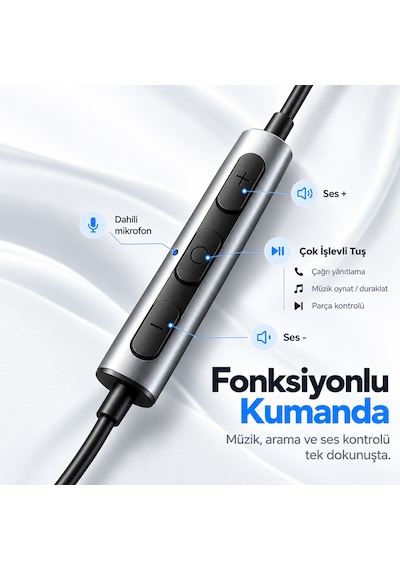 Woyax Mikrofonlu Kablolu Kulak İçi Type-c Kulaklık Mıknatıslı Güçlü Bass İphone Android Telefon Tablet Laptop Uyumlu Wy-ec02
