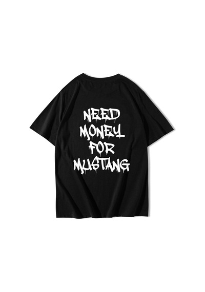 Brz Collectıon Brz Collection Unisex Oversize Mustang Need Money For Mustang T-shirt Siyah