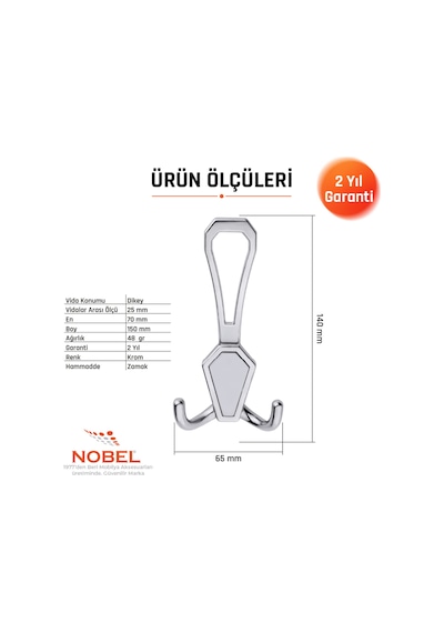 Vi Lla Portmanto Askısı, Metal Vestiyer Askısı, Krom Matkrom, Duvar Ve Dolap Askılığı 5'li Set Vidalı