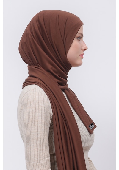 Altobeh Tesettür Kadın Düz Renk Penye Şal Hijab - Çikolata