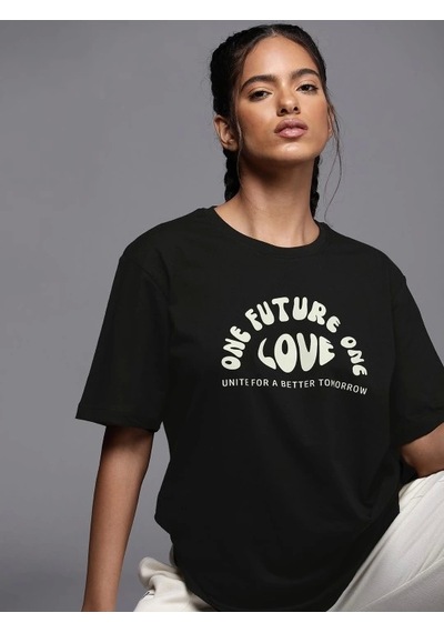Modi Baskılı Oversize T-shirt - Siyah - Mymg146041