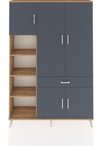 Arges Dolap 8 Raflı Tek Çekmeceli 5 Kapaklı 132x30x195 Çam-antrasit/antrasit Antrasıt/antrasıt Arges Dolap 8 Raflı Tek Çekmeceli 5 Kapaklı 132x30x195 Çam-antrasit/antrasit Antrasıt/antrasıt