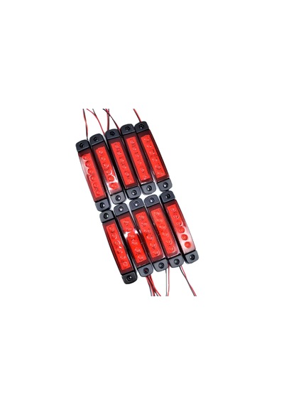 10 Adet Kırmızı Parmak Lamba 6 Led 12v 24v