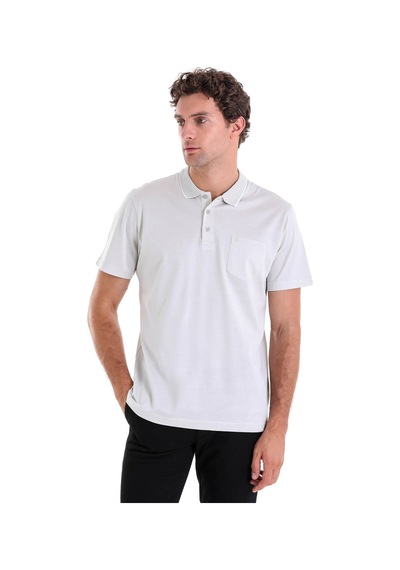 Hatemoğlu Kemik Regular Fit Düz 100% Pamuk Polo Yaka Tişört Taş