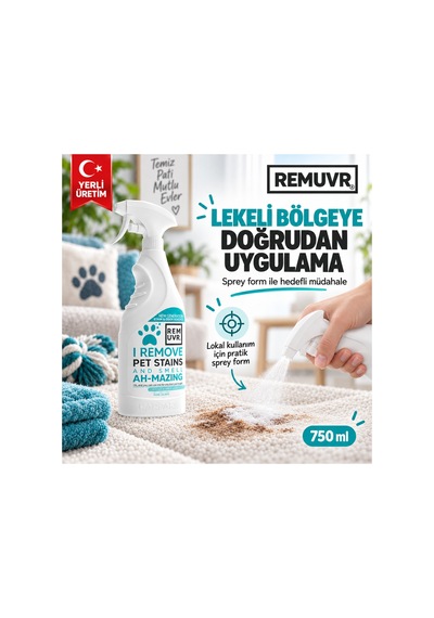 Enzimatik Leke Çıkarıcı Ve Koku Giderici Sprey 750 Ml Kedi Köpek İdrarı, Halı Koltuk Kumaş
