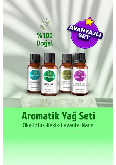 Köylü Ana Okaliptus + Nane + Kekik + Lavanta Aromatik Yağ 4'lü