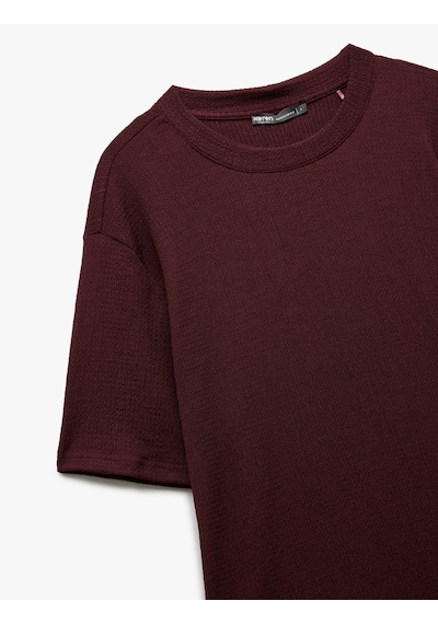 Koton Bisiklet Yaka Regular Fit Kısa Kollu Basic Tişört Bordo 5sam10065hk Bordo