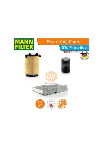 Vw Passat B6 1.6 Benzinli Mann Filtre Bakım Seti 2005-2011 (368407800)