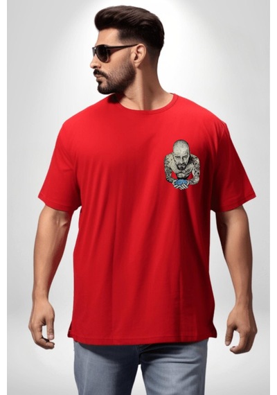 Breaking Bad Kırmızı Oversize Kadın Erkek Ön Ve Sırt Baskılı Tişört Kırmızı
