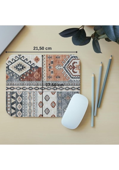 Halı Motif Etnik Desen 10 - Dikdörtgen Mouse Pad, 17,5 Cm X 21,50 Cm