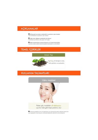 Missha Yeşil Çay Özlü Nemlendirici Uyku Maskesi 10ml Pure Source Pocket Pack Green Tea