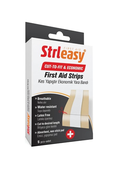 Strleasy Kesilebilir Yara Bandı, 6 Cm X 10 Cm, 5'li Paket, Suya Dayanıklı, Lateks İçermez