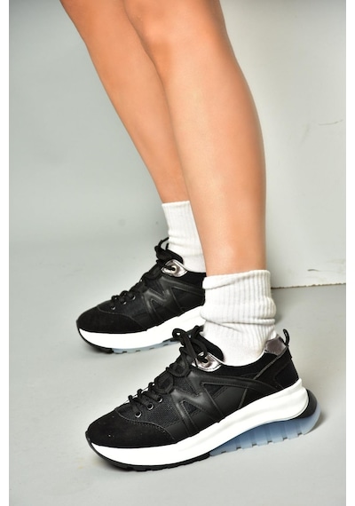Fox Shoes S973113002 Siyah Süet Kadın Spor Ayakkabı Sneakers Siyah