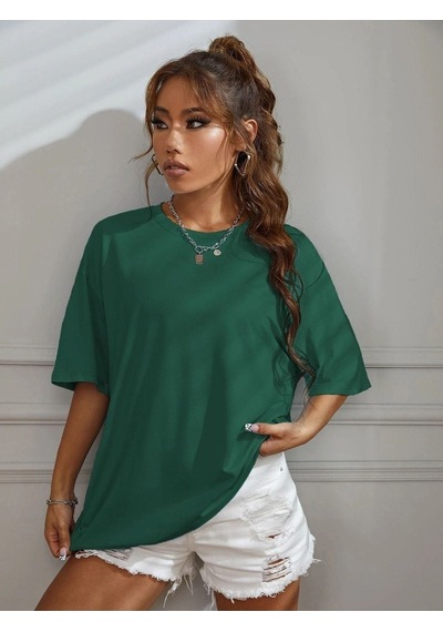 Good Things T-shirt - Yeşil Baskılı Oversize Bisiklet Yaka Kısa Kol Tişört Yeşil