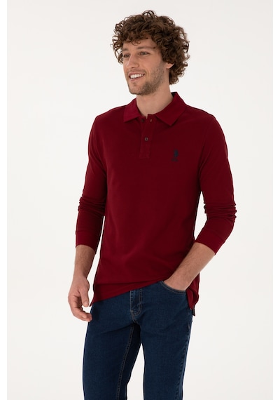 U.S. Polo Assn. Erkek Regular Fit Polo Yaka Bordo Basic Sweatshirt 50307757-VR014