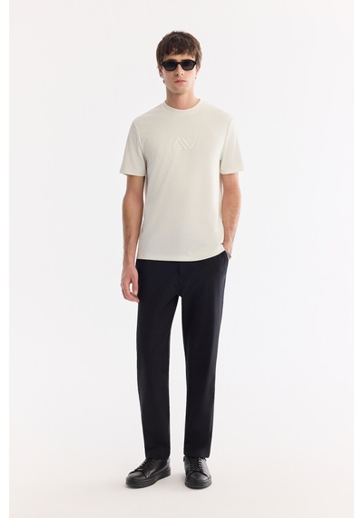 Avva Erkek Siyah Yanı Lastikli Kırışmaz Teknik Kumaş Slim Fit Chino Pantolon A61y3077