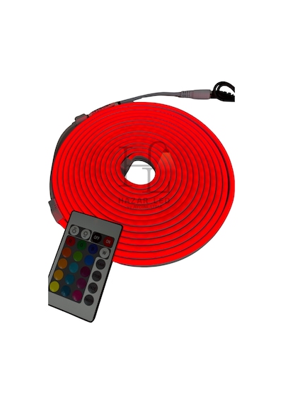 220 Volt Rgb Esnek Neon Şerit Led Set Kumandalı Ip65 Dış Mekan 5 Metre