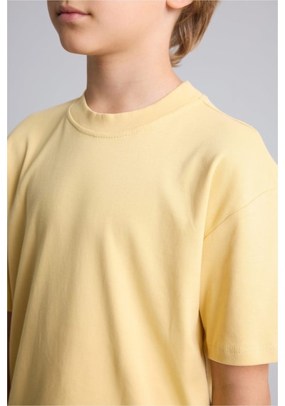 Defacto %100 Pamuk Oversize Bisiklet Yaka Kısa Kollu Basic Erkek Çocuk Tişört. G6486a826auyl506 Sarı-yl506